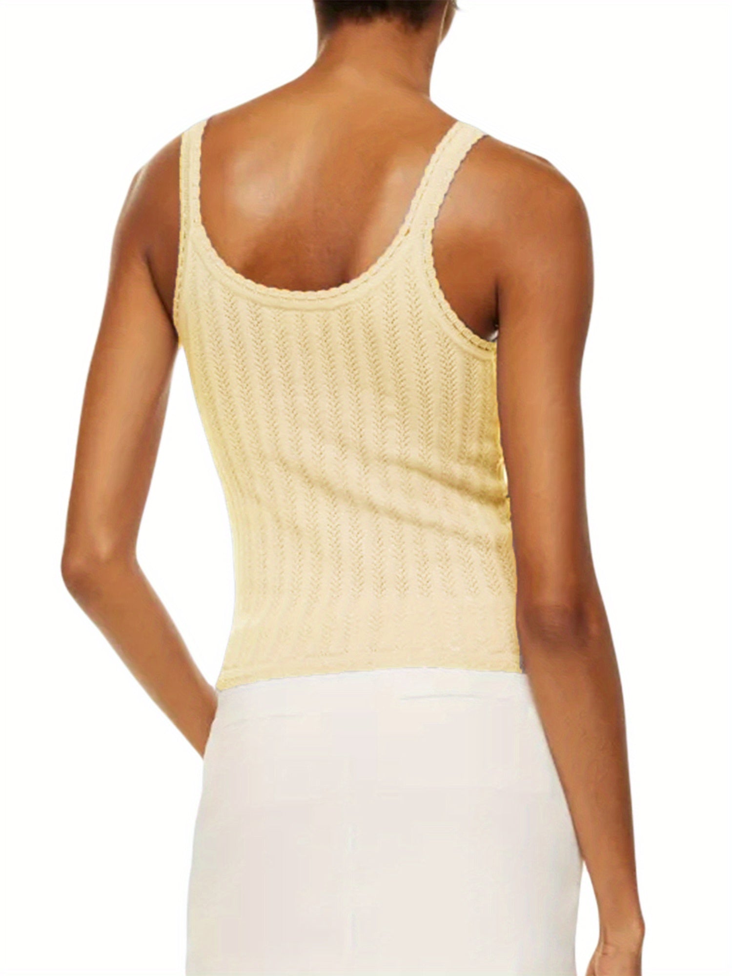 Women's Lightweight Viscose Blend Knit Camisole Tank Top - Slim Fit Backless Sleeveless Summer Top with Front Bow Detail, Semi-Sheer Off-Shoulder Streetwear, Machine Washable