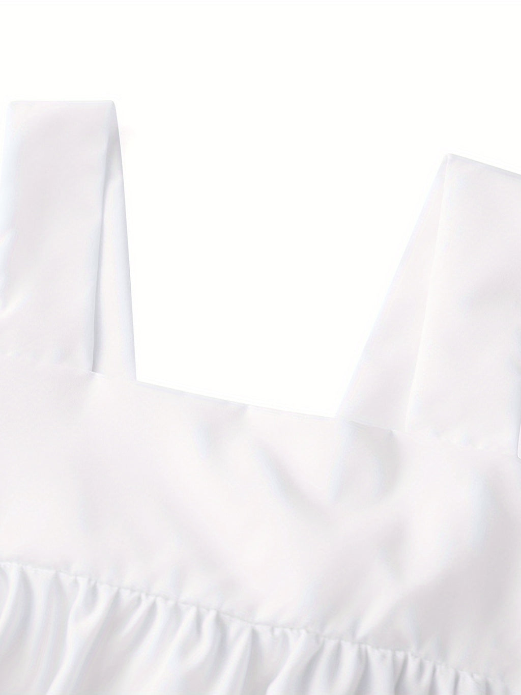 Women's White Tank Top - Sleeveless Square Neck camisole with Adjustable bow tie-back, Wide shoulder straps, Non-Sheer Blouse for Party, Everyday, Formal Outfits - Machine Washable All-Season Tops, Casual Attire, Ruffle Hem, Smooth Fabric, Women