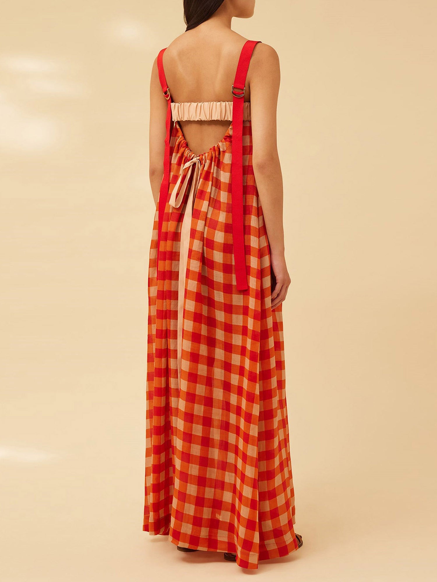 Women Slip Dress, Sleeveless Plaid Dress Summer Swing Dress Long Dress for Vacation