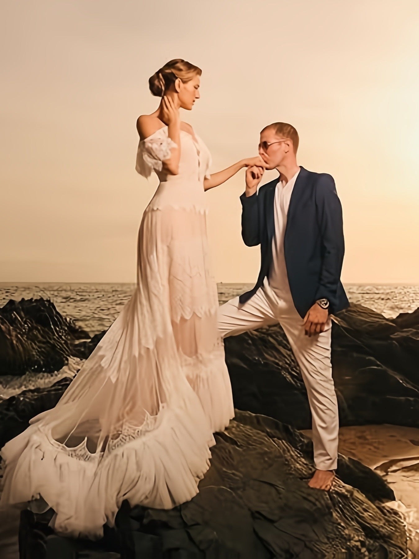 Elegant Off-Shoulder Lace Wedding Dress with Ruffled Sleeves and Long Train - V-Neck, Flowy Beach Bridesmaid Dress for Women, Perfect for Outdoor Ceremonies, Wedding Guest Attire|Elegant Offshoulder Design|Lace Detailing, Wedding Dresses for Bride