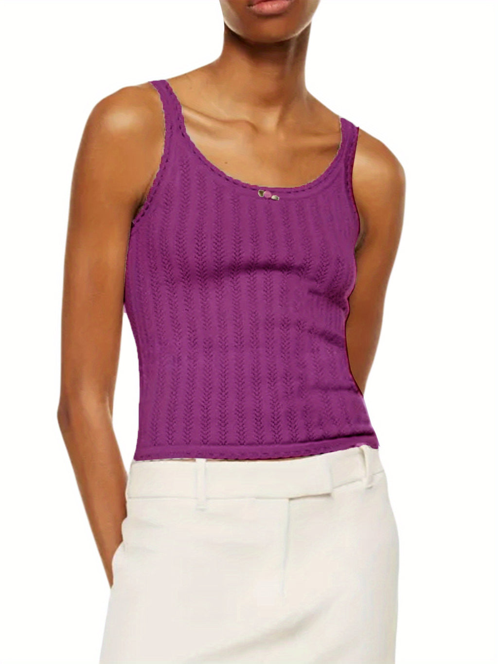 Women's Lightweight Viscose Blend Knit Camisole Tank Top - Slim Fit Backless Sleeveless Summer Top with Front Bow Detail, Semi-Sheer Off-Shoulder Streetwear, Machine Washable