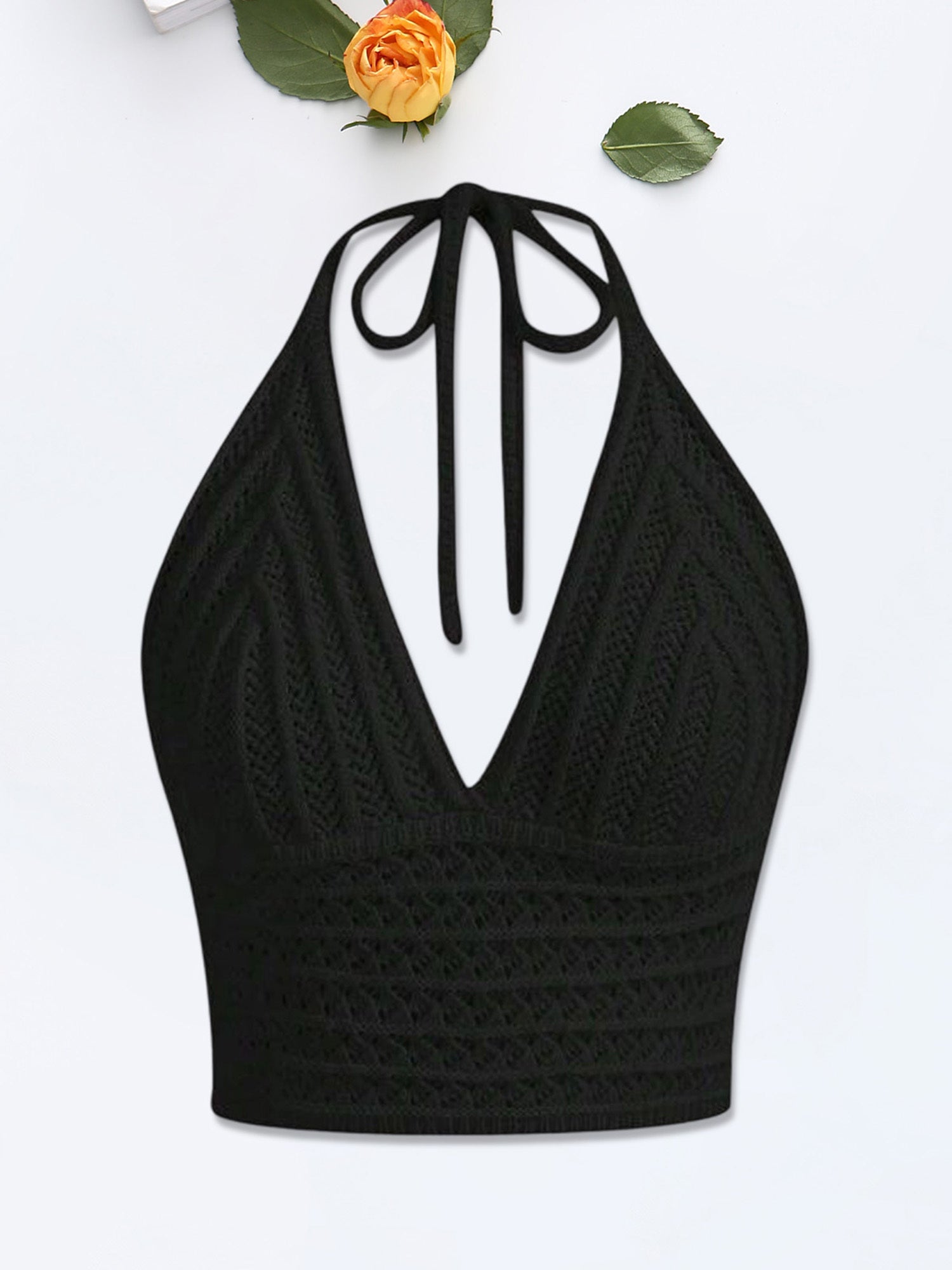 Womens Crop Cami Tops Sleeveless Tie Halter Neck Solid Color Camisole Tops Summer Shirts