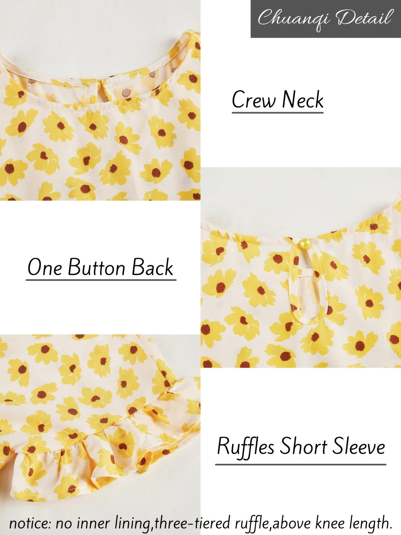 Women'S Boho Floral Print Short Sleeve T-Shirt Dress - Casual Ruffled Hem, Loose Swing Fit, Round Neck, Lightweight Summer Dress for Casual Attire, Boho Dress