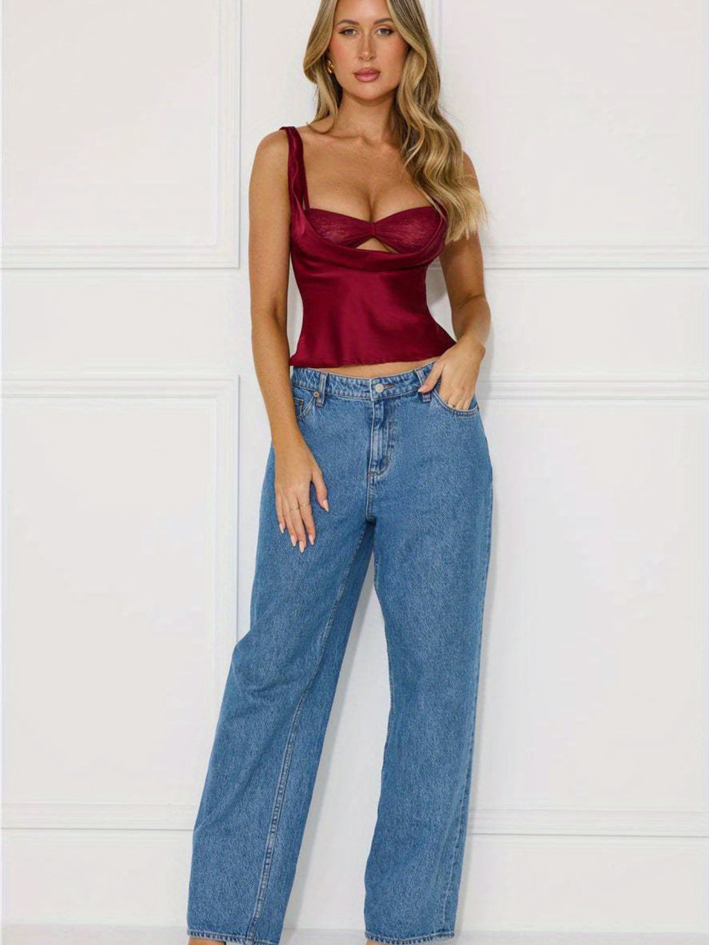 Women'S Summer Tank Tops Solid Color Sleeveless Low Cut Elegant Slim Fit Vest Streetwear