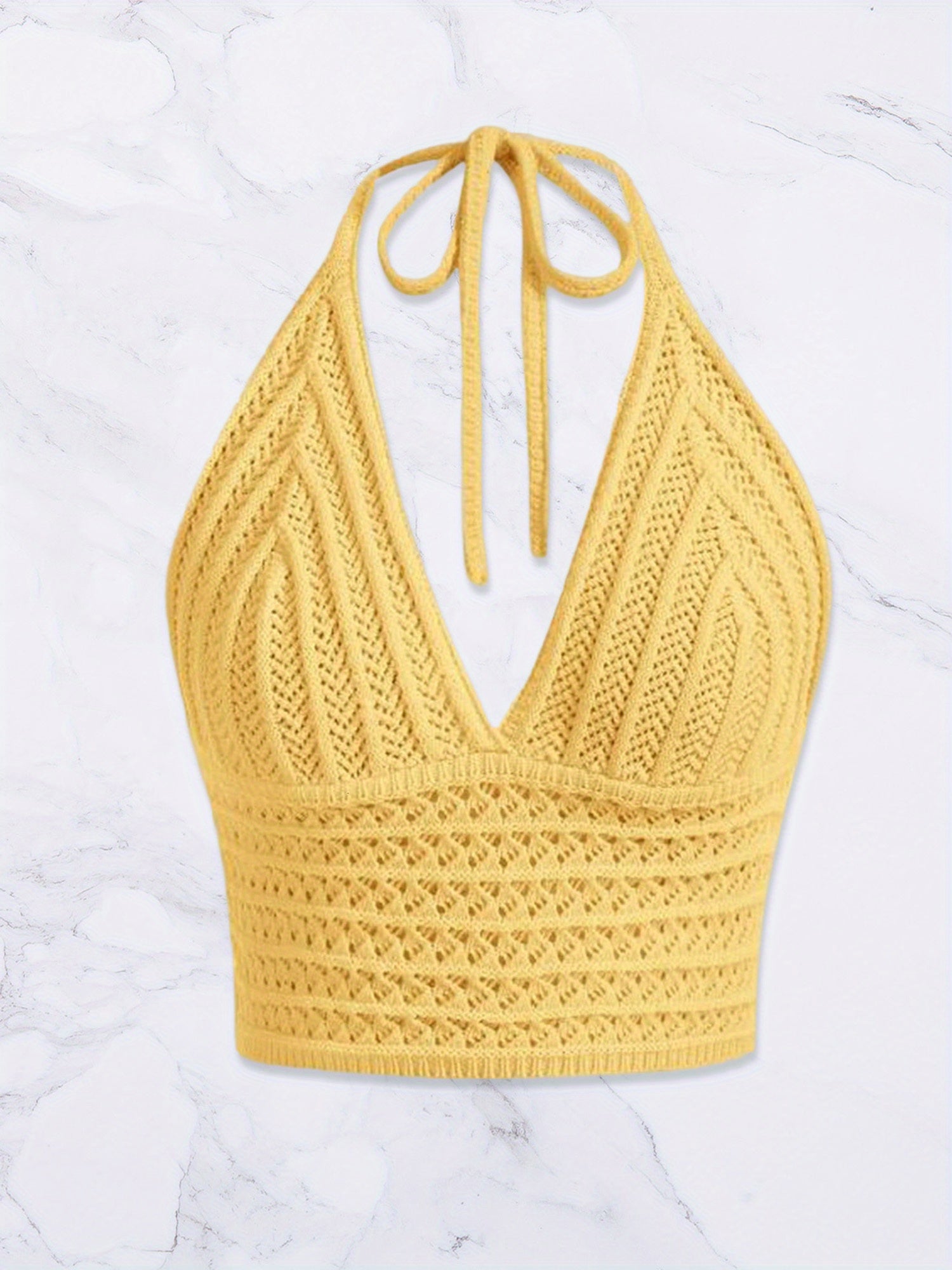 Womens Crop Cami Tops Sleeveless Tie Halter Neck Solid Color Camisole Tops Summer Shirts